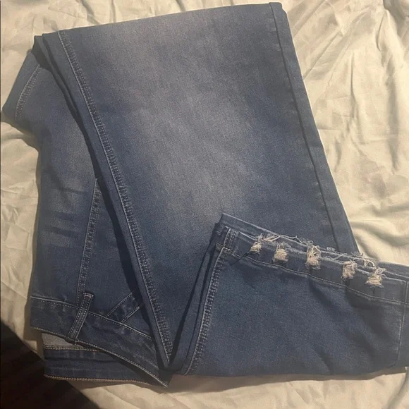 Wide Leg Women's Blue Denim Jeans - Picture 4 of 5